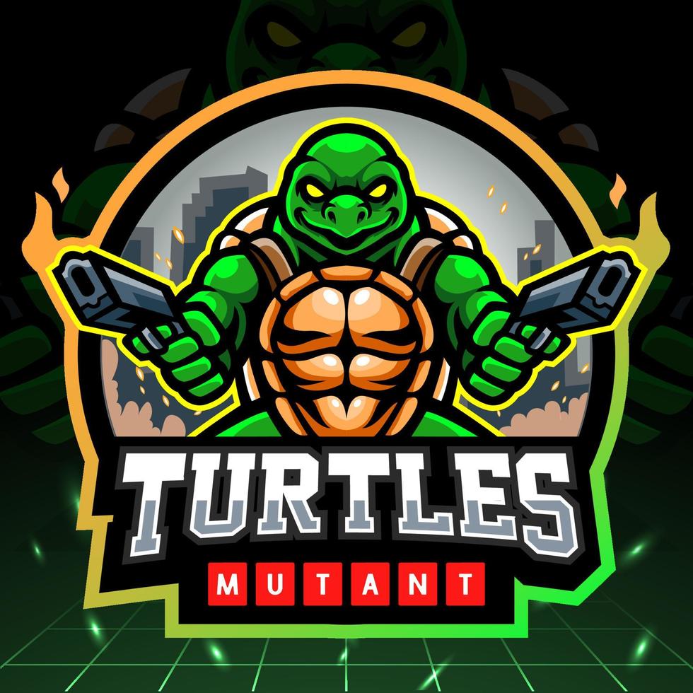 Turtle Gunners Maskottchen. Esport-Logo-Design vektor