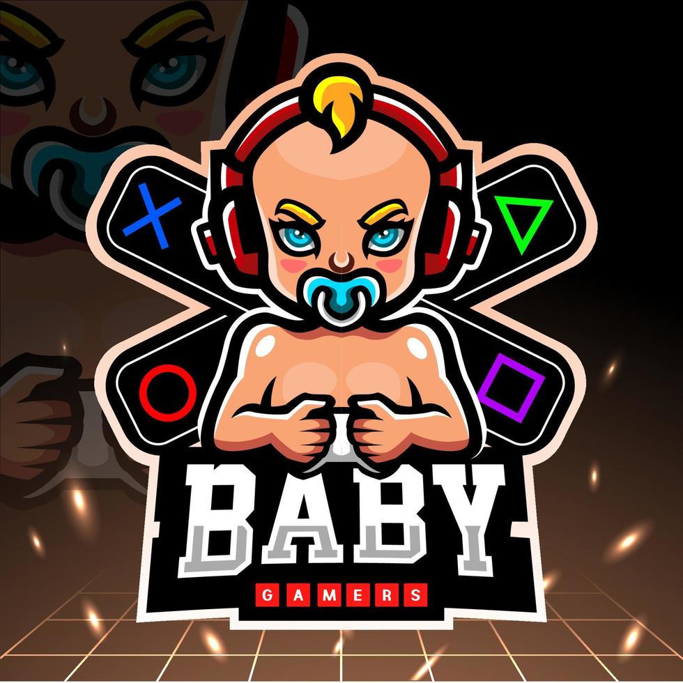 Baby-Gaming-Maskottchen. Esport-Logo-Design vektor