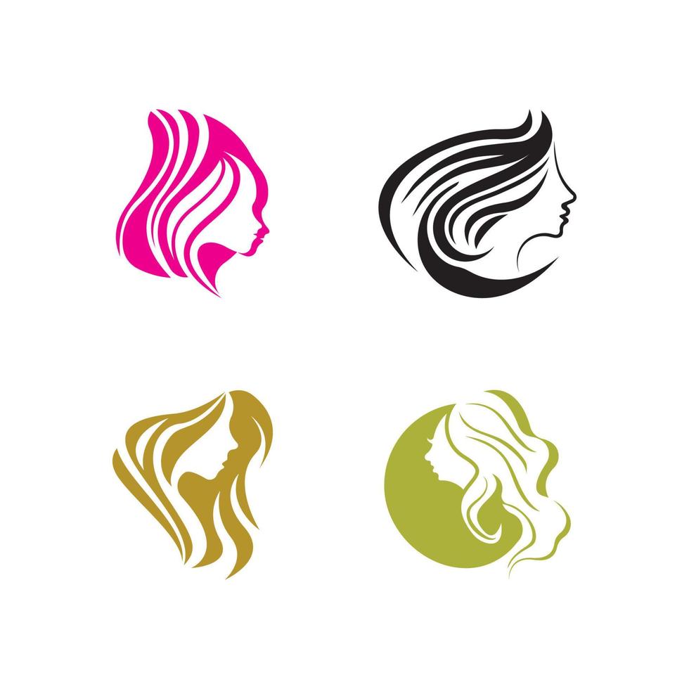 stil hår kvinna ikon logotyp vektor