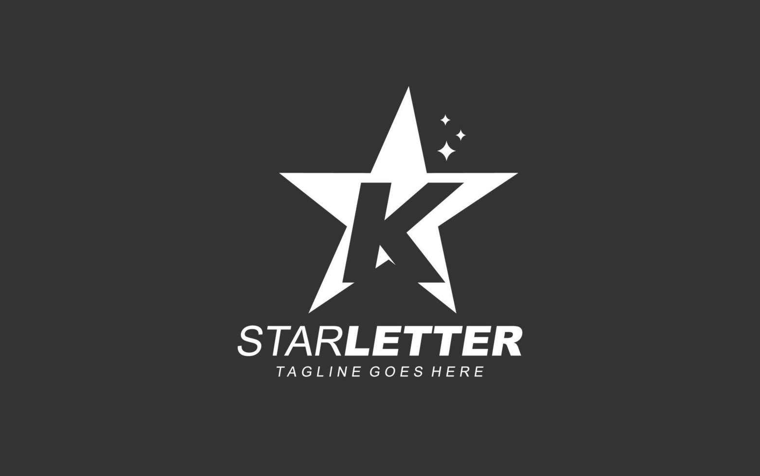 k logotyp stjärna för branding företag. brev mall vektor illustration för din varumärke.