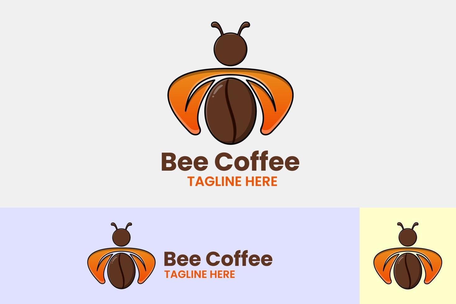 Flaches Biene-Kaffee-Logo-Vorlage-Design-Symbol-Logo vektor