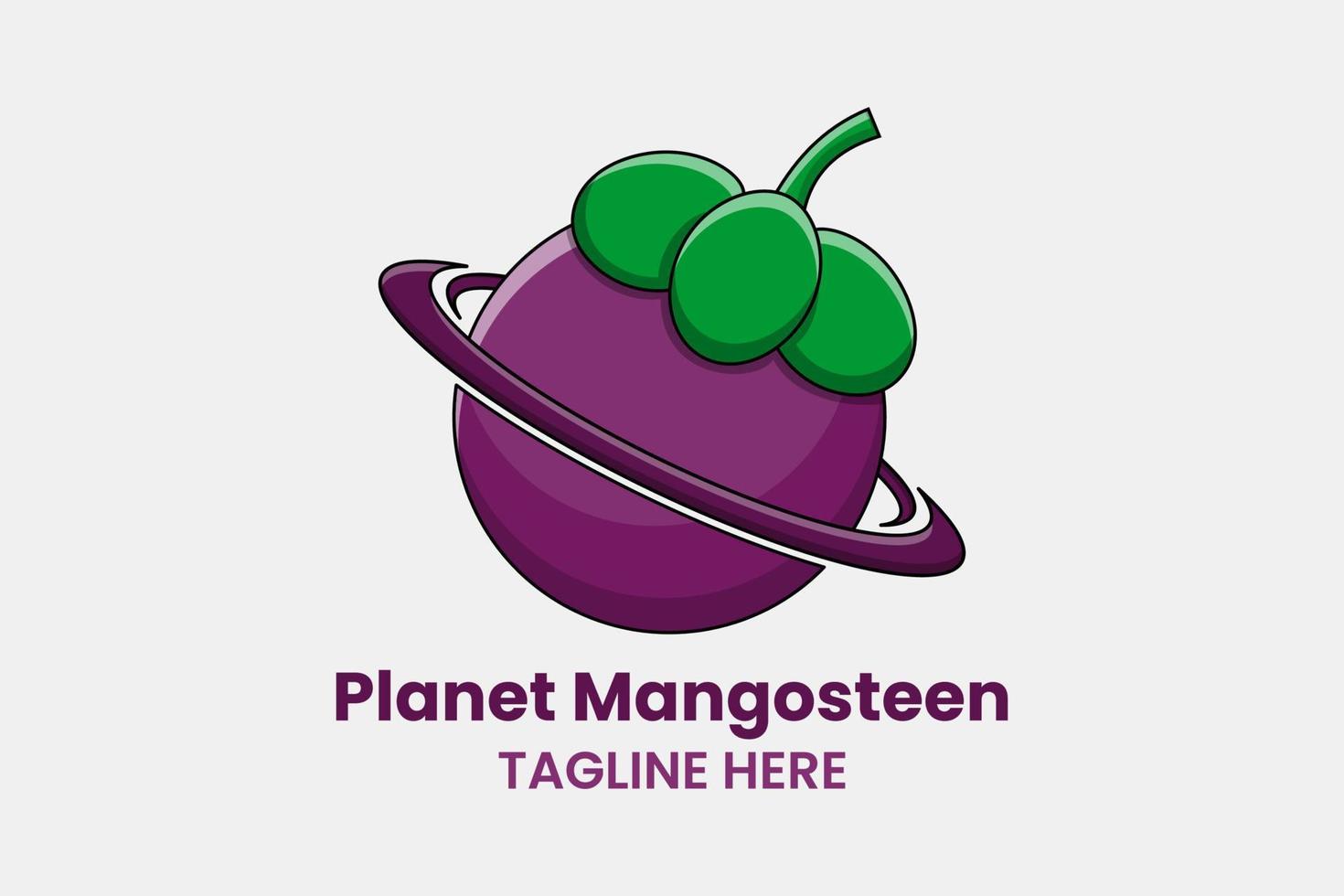 platt planet mangostan logotyp mall design ikon vektor