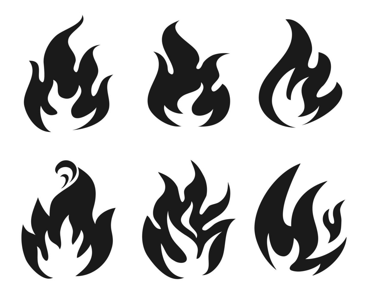 Gekritzelsatz Feuer Flamme Symbol Symbol. handgezeichneter Stil. isoliert auf weißem Hintergrund. Vektor-Symbol-Illustration vektor