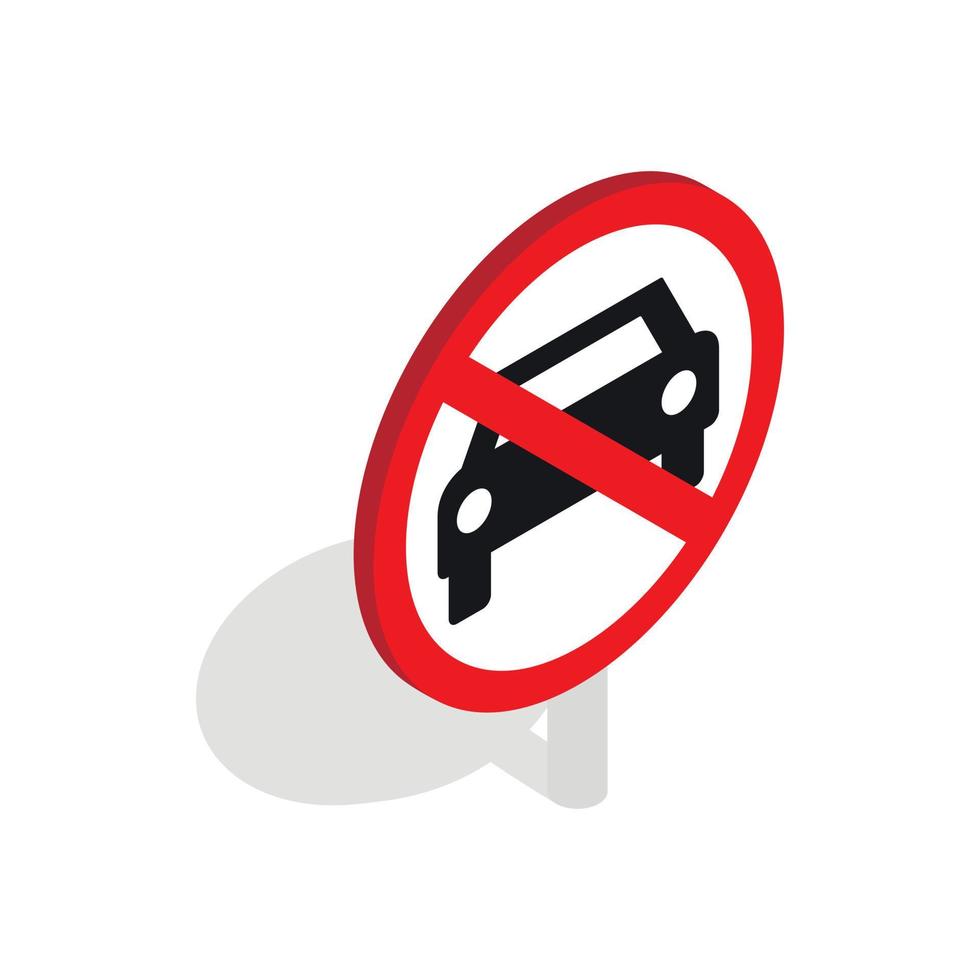 Kein Auto-Verkehrszeichen-Symbol, isometrischer 3D-Stil vektor