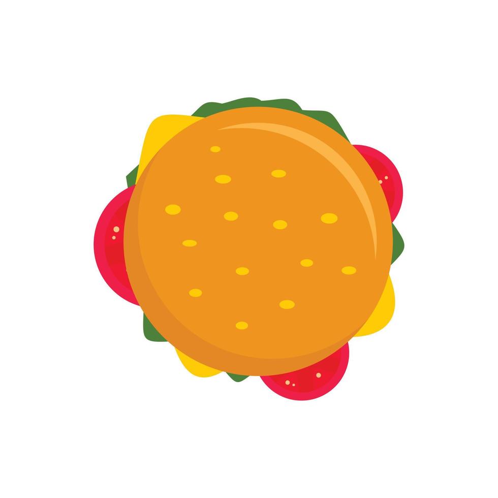 Ansicht von oben Cheeseburger-Symbol, flacher Stil vektor
