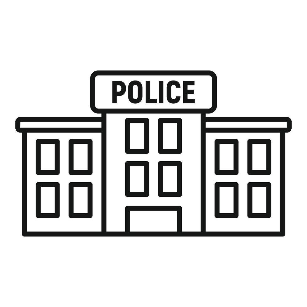 polis station ikon, översikt stil vektor