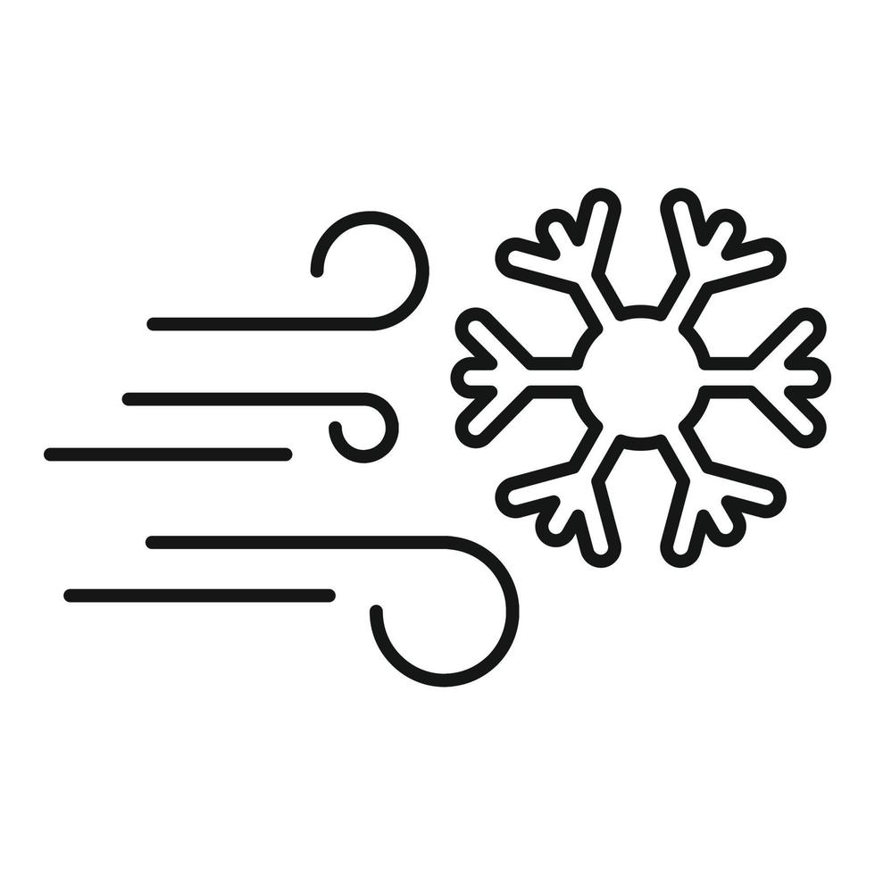 blåsigt häftig snöstorm ikon, översikt stil vektor