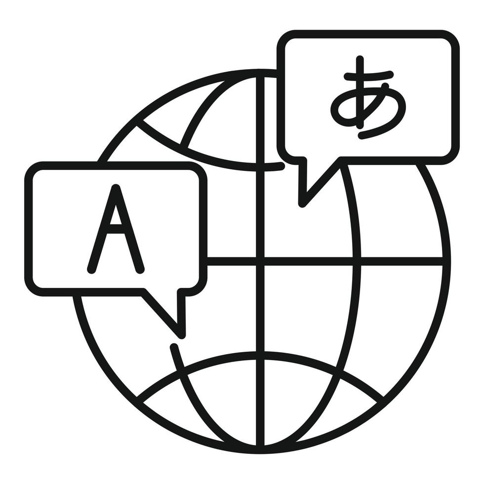 Symbol für globale Fremdsprachen, Umrissstil vektor
