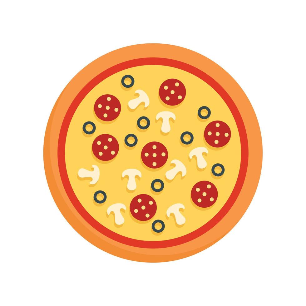 Pizza-Peperoni-Symbol, flacher Stil vektor