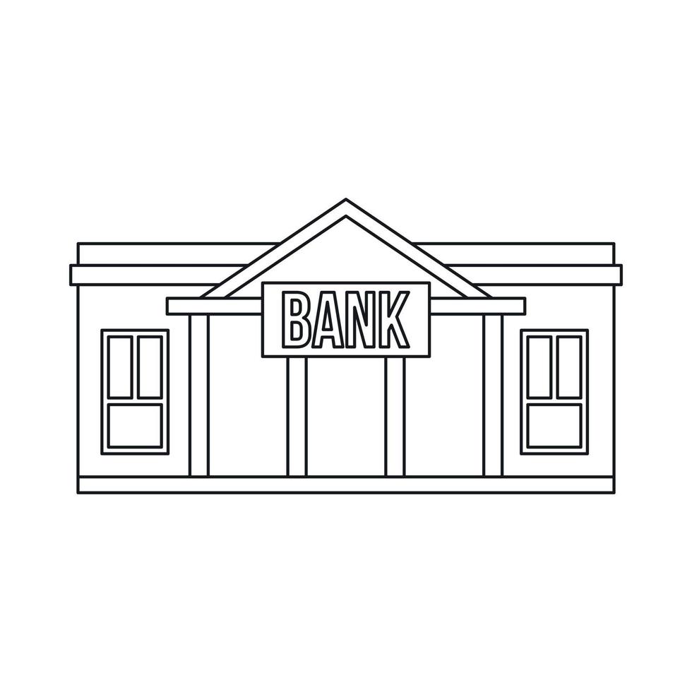 Bank ikon, översikt stil vektor
