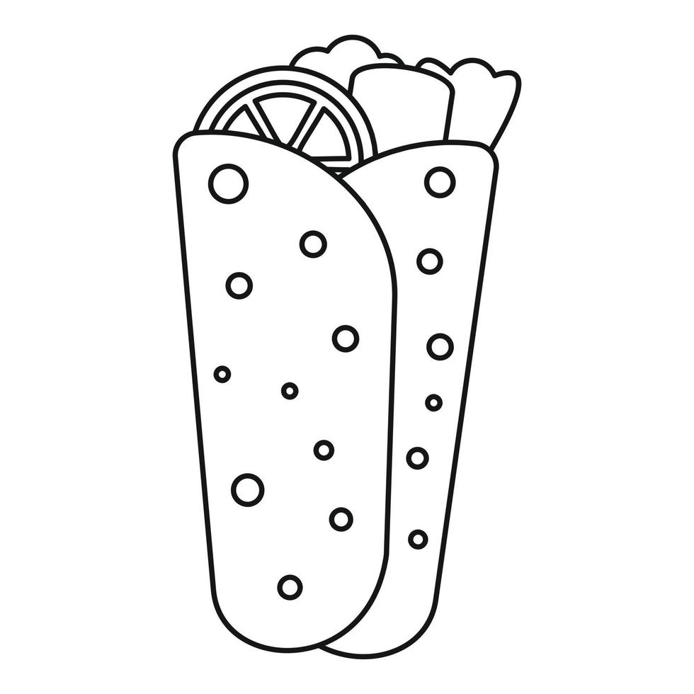 burrito ikon, översikt stil vektor