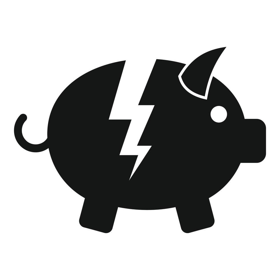 bankrottes Sparschwein-Symbol, einfacher Stil vektor