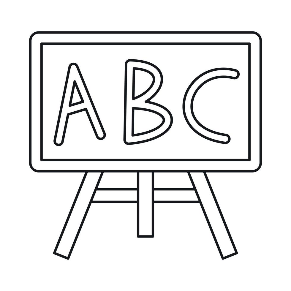 tafel mit dem buchstaben-abc-symbol, umrissstil vektor