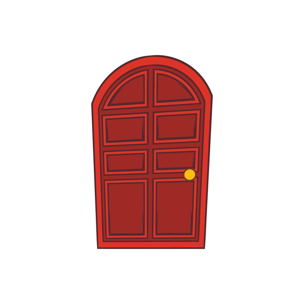 brun välvd trä- dörr ikon, tecknad serie stil vektor