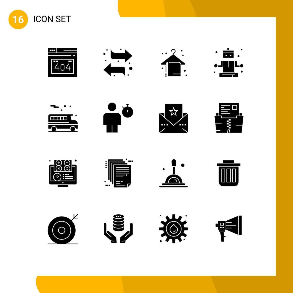 satz von 16 modernen ui-symbolen symbole zeichen für avatar schule strandtuch bus entspannende editierbare vektordesignelemente vektor