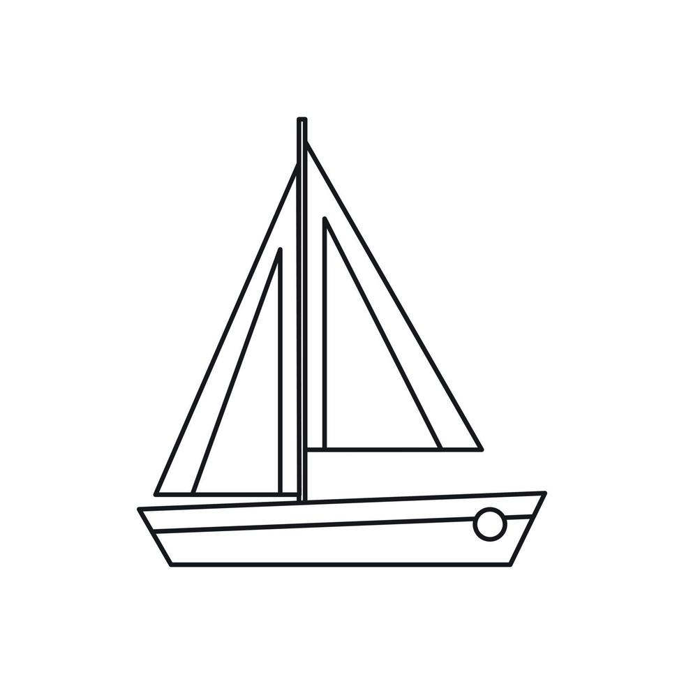små båt ikon, översikt stil vektor