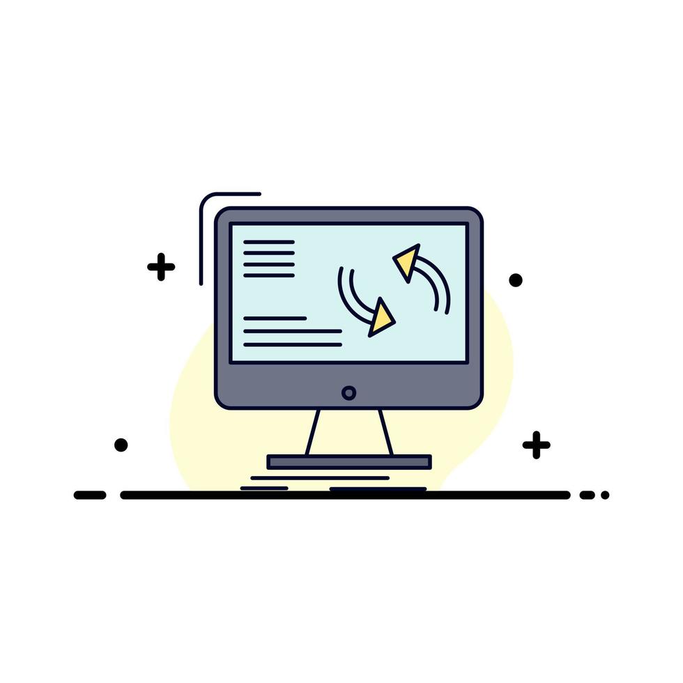 Synchronisierung Synchronisierungsinformationen Daten flacher Farbsymbolvektor des Computers vektor