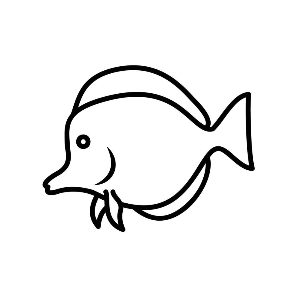 korall fisk ikon för hav varelse eller skaldjur i svart översikt stil vektor