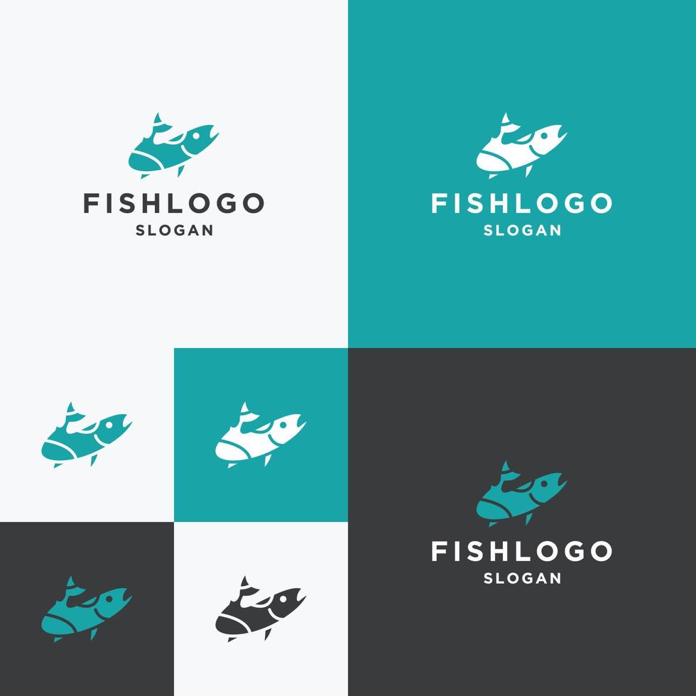 Fisch-Logo-Symbol flache Design-Vorlage vektor