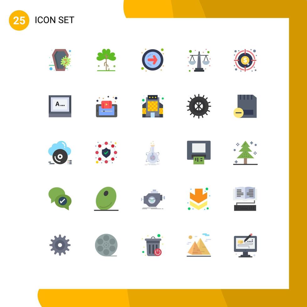 25 thematische Vektor-Flachfarben und bearbeitbare Symbole der Analyse Gleichheit irische Waage nächste Schaltfläche bearbeitbare Vektordesign-Elemente vektor