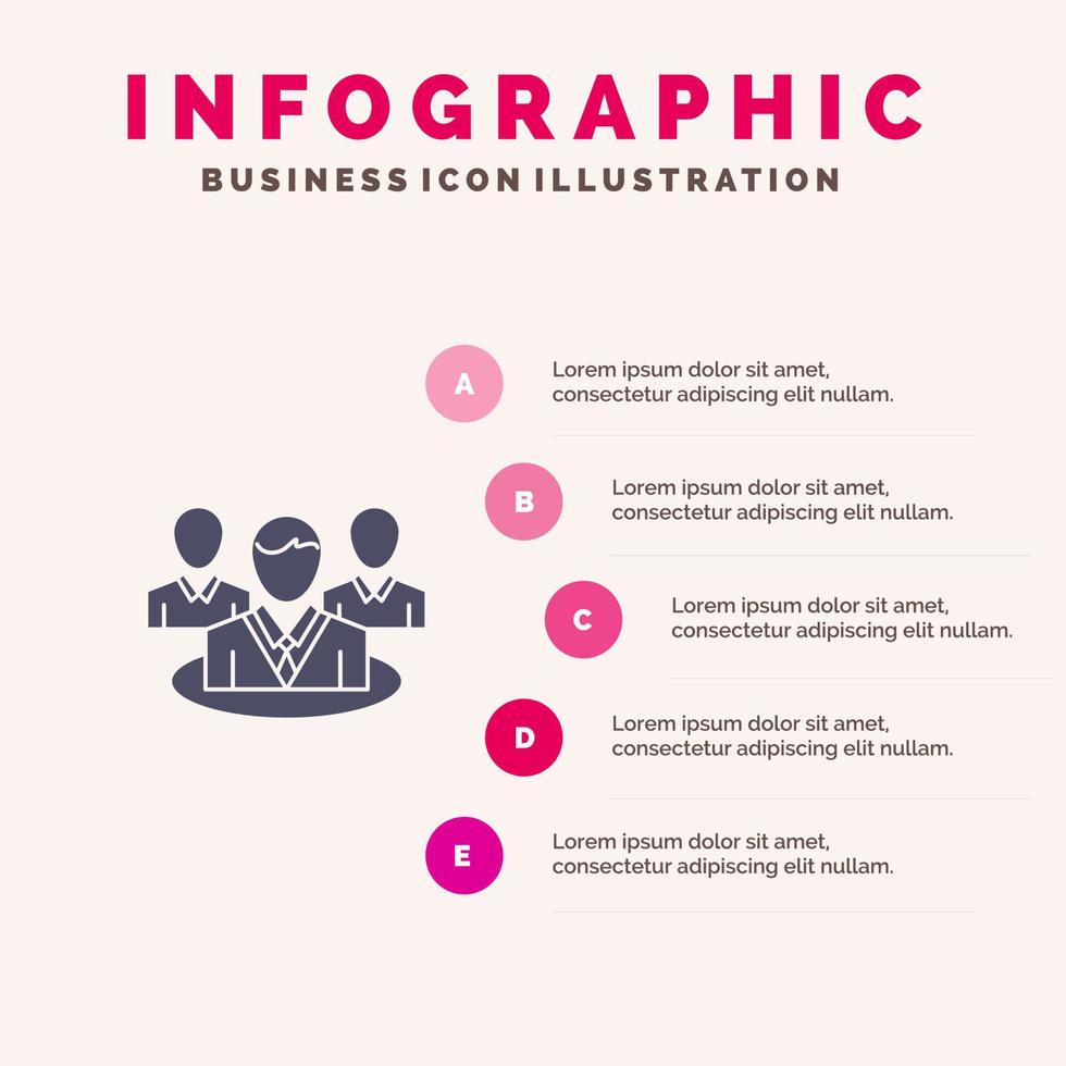 grupp chatt skvaller konversation fast ikon infographics 5 steg presentation bakgrund vektor