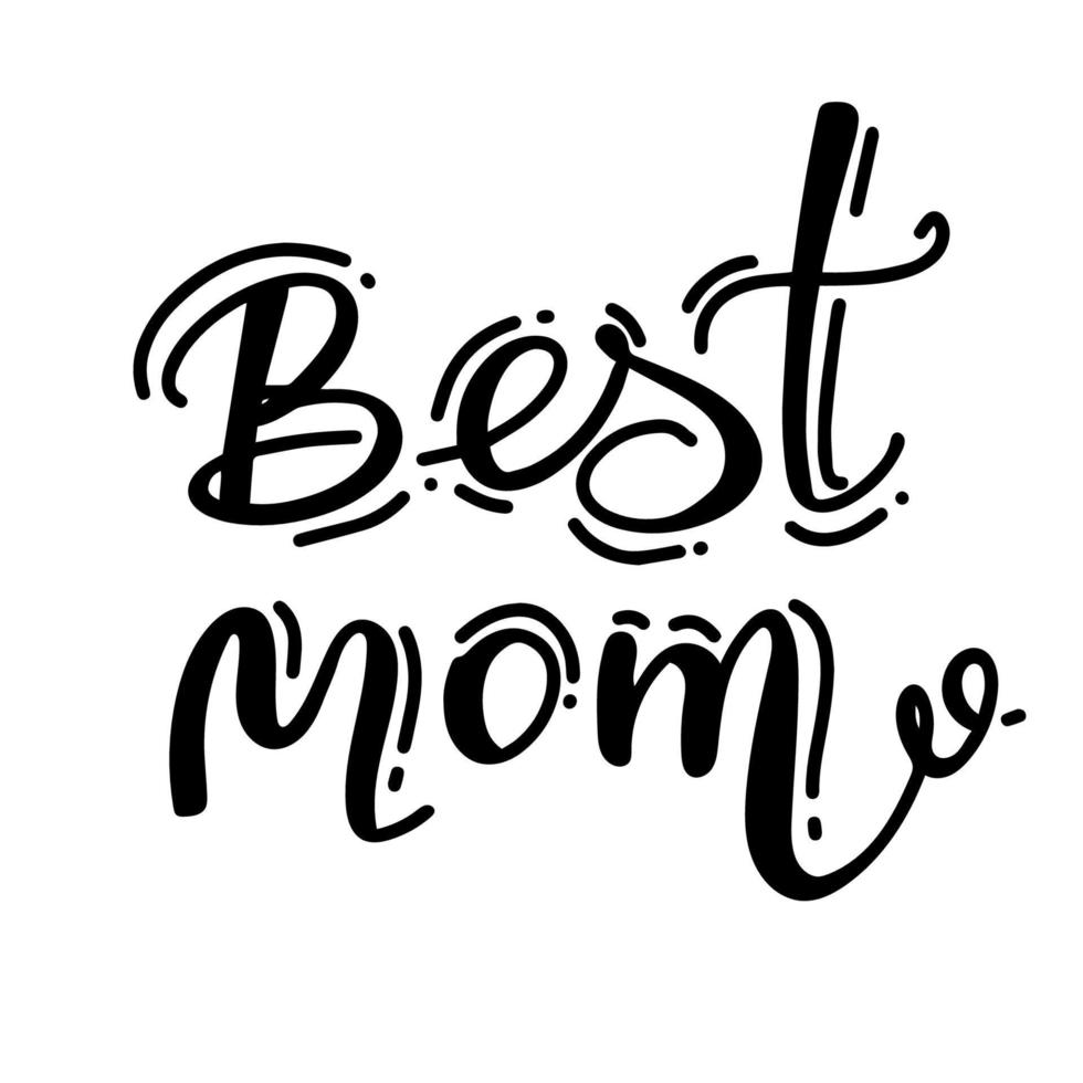 - bäst mamma - Lycklig mödrar dag text. handgjort kalligrafi vektor illustration. mor s dag kort med hashtag. Bra för skrot bokning, affischer, textilier, gåvor.