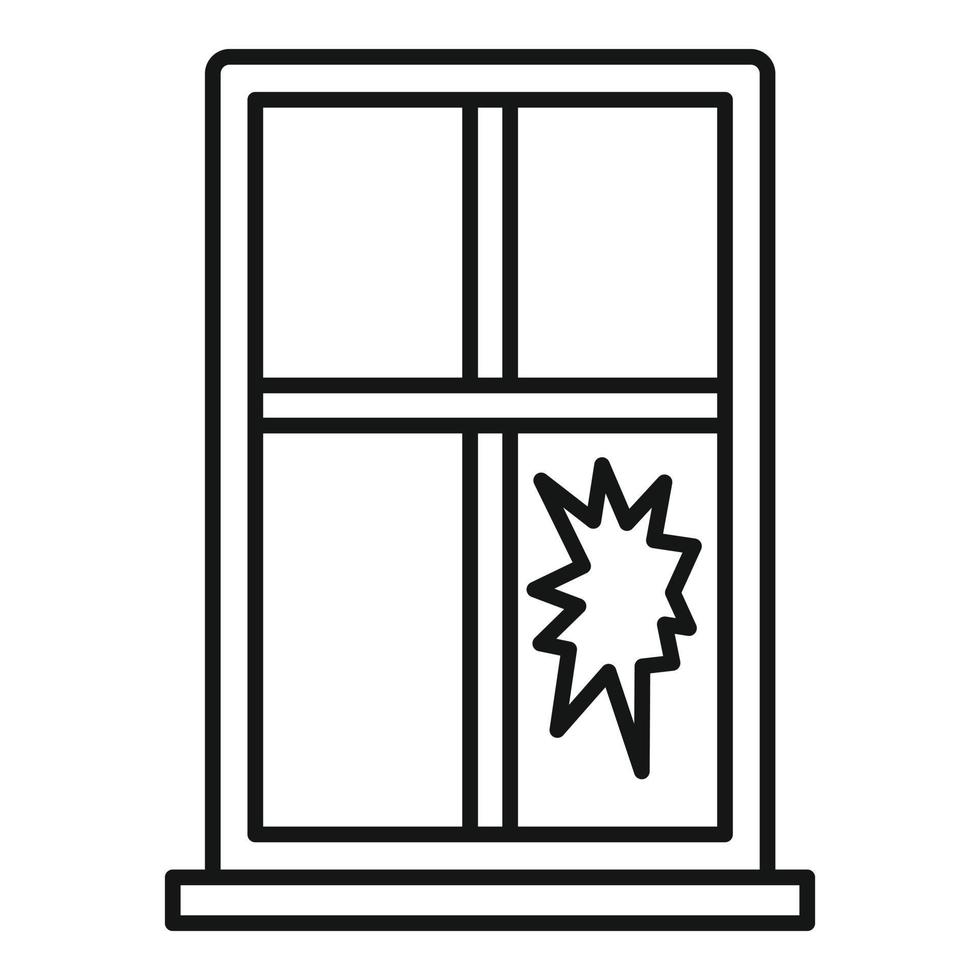 Symbol für zerbrochenes Fenster, Umrissstil vektor