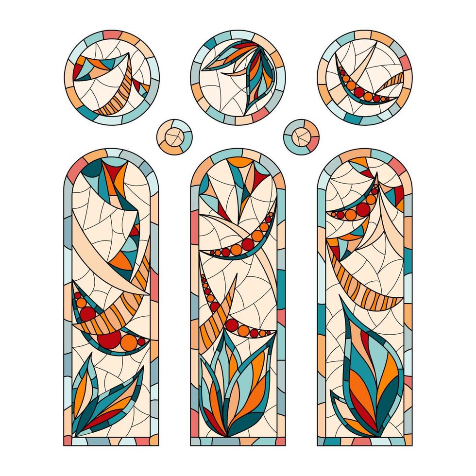färgade glas fönster i en kyrka. vektor