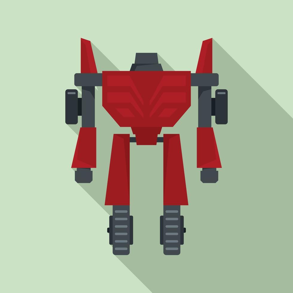 hjälte robot transformator ikon, platt stil vektor
