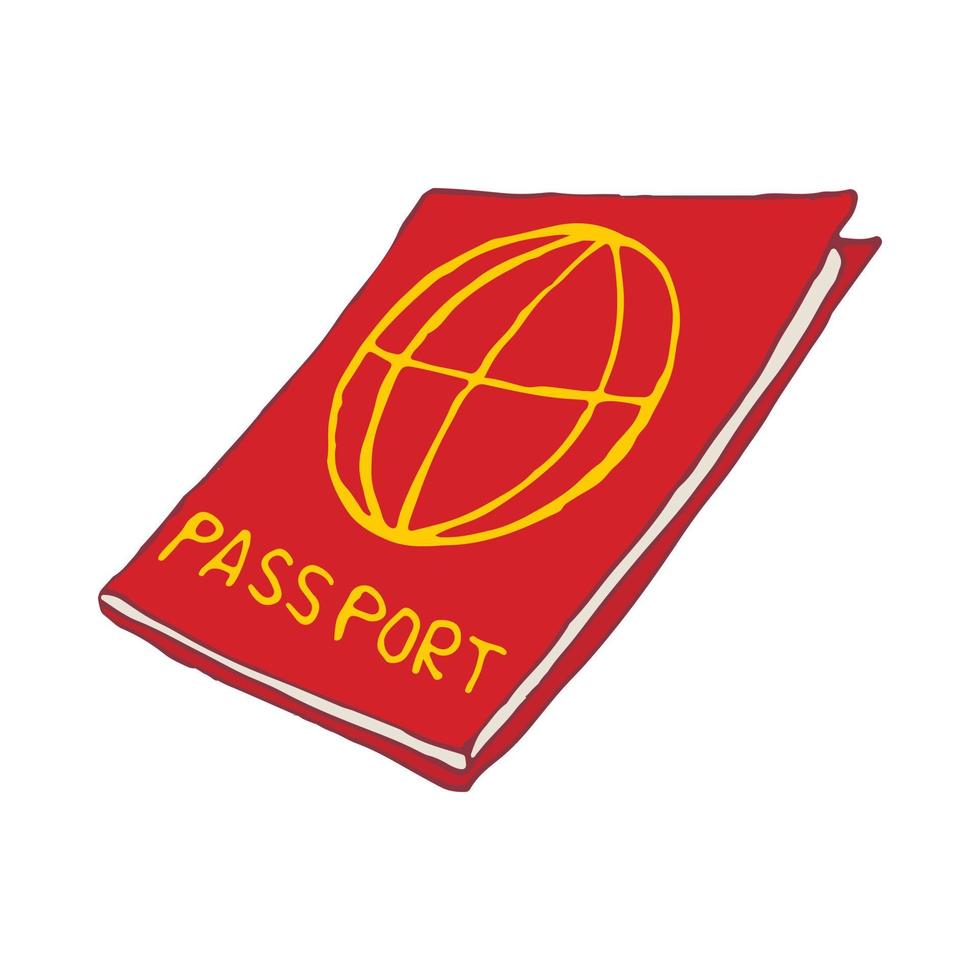 röd pass ikon, tecknad serie stil vektor