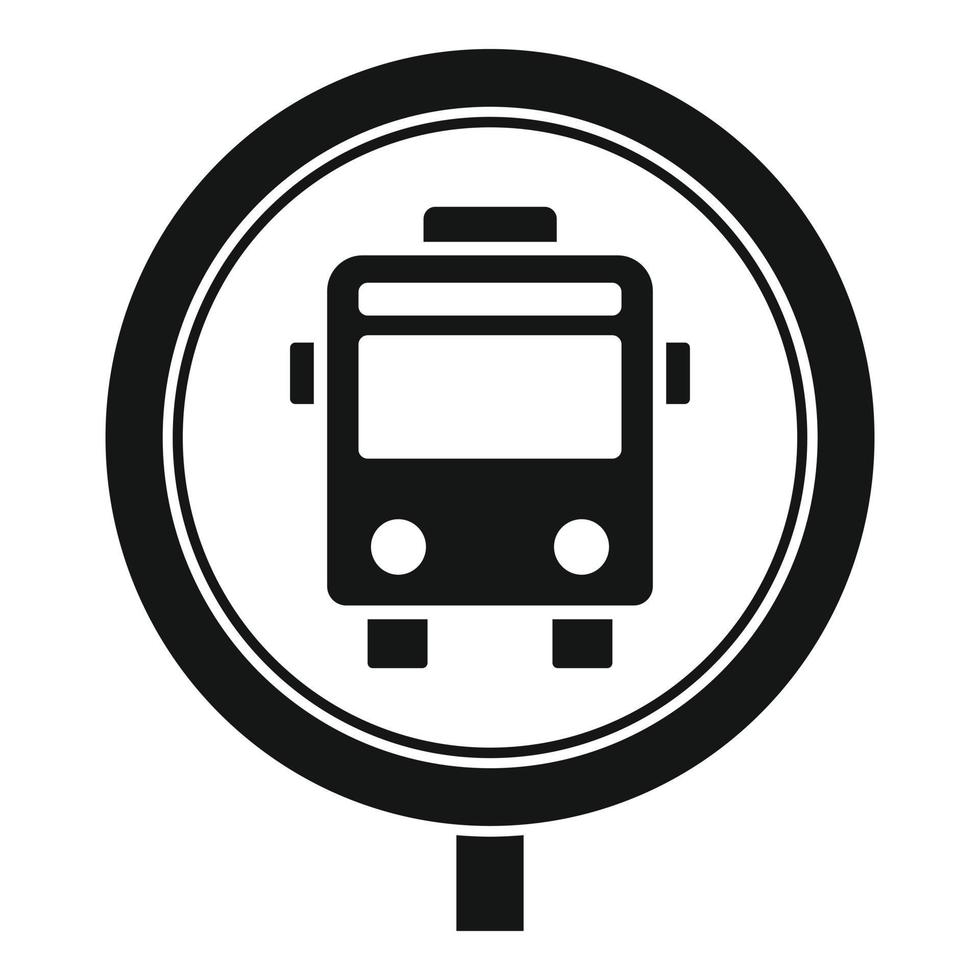 cirkel buss sluta tecken ikon, enkel stil vektor