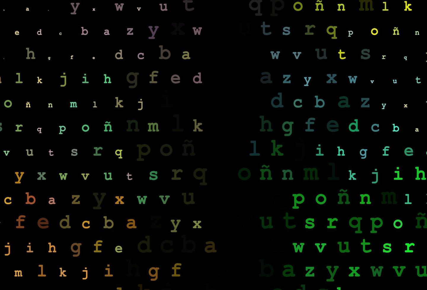 mörk mångfärgad, regnbåge vektor layout med latinska alfabetet.