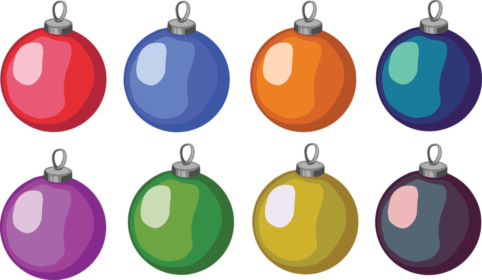 jul träd dekorationer isolerat på vit bakgrund illustration uppsättning. vinter- högtider och fester begrepp. bollar. vektor