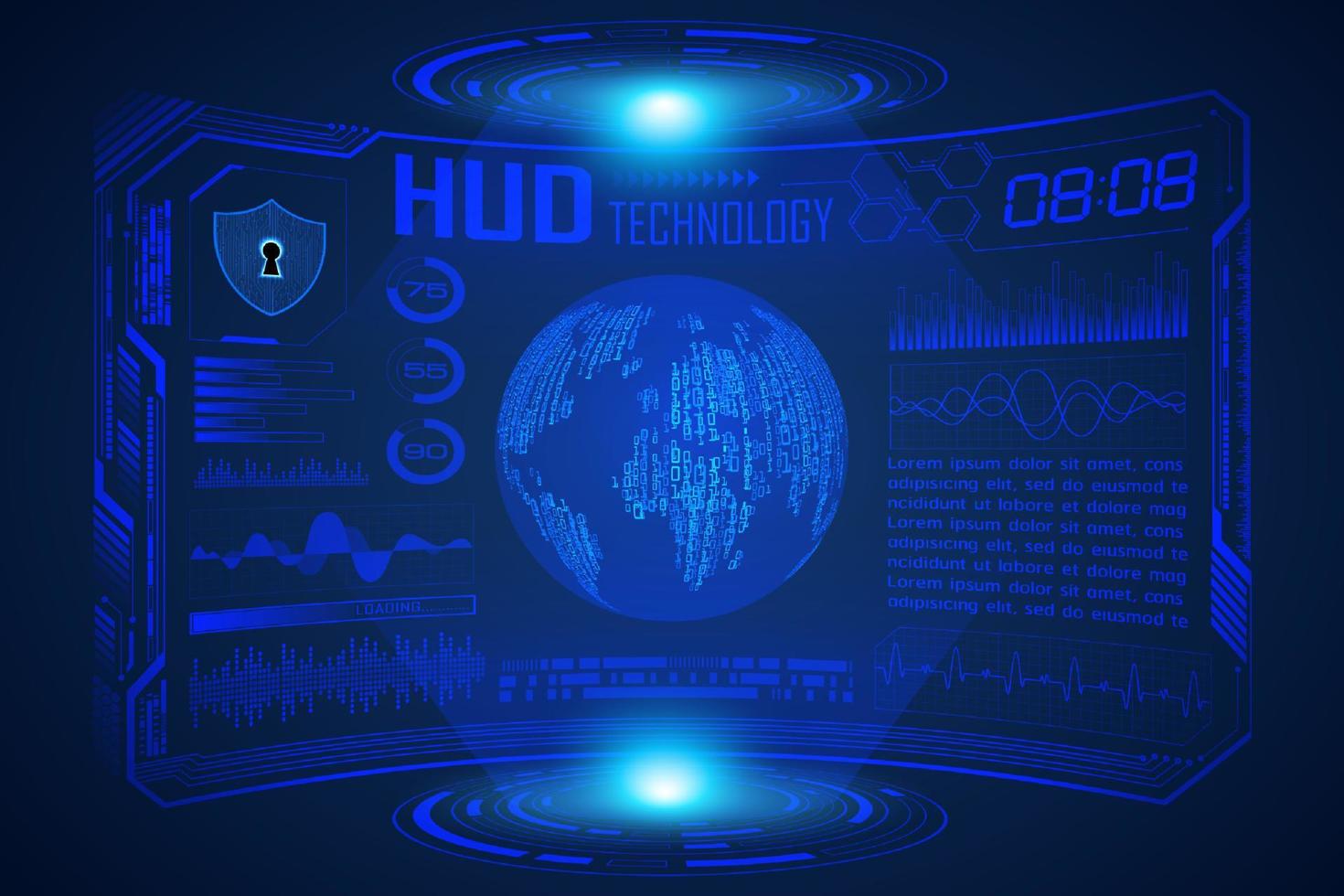 blå modern hud teknologi skärm bakgrund med värld Karta vektor