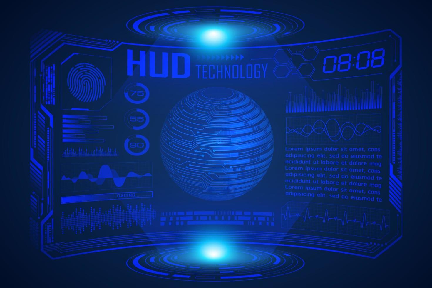 blå modern hud teknologi skärm bakgrund med värld Karta vektor