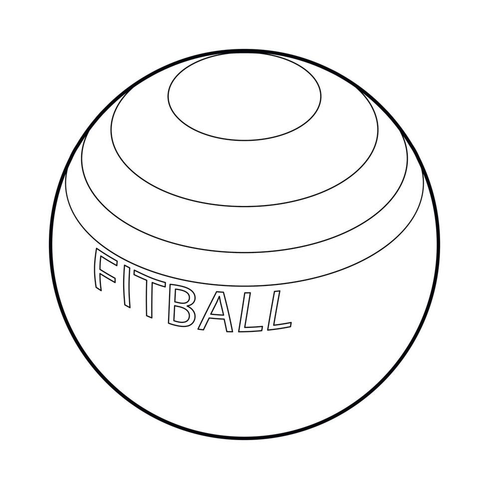 fitball för kondition ikon, översikt stil vektor