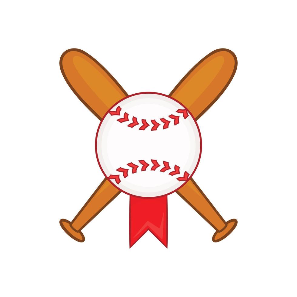 Baseball mit Fledermäusen-Symbol, Cartoon-Stil vektor