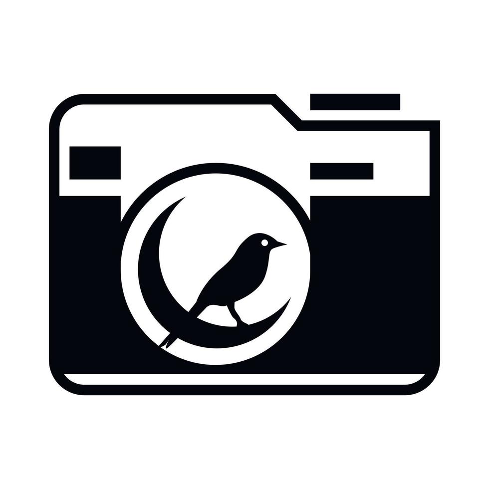 Fotokamera mit Vogel im Objektivsymbol vektor