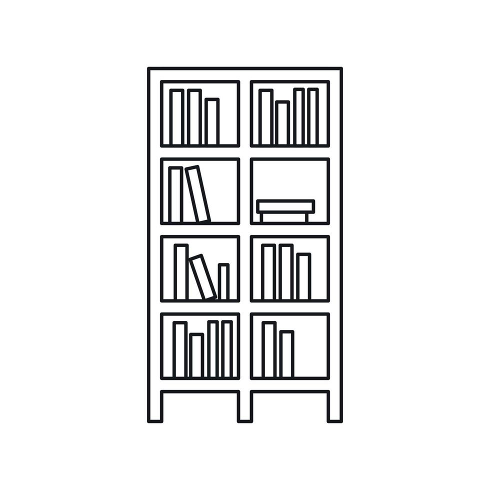 Bücherregal-Symbol im Umrissstil vektor