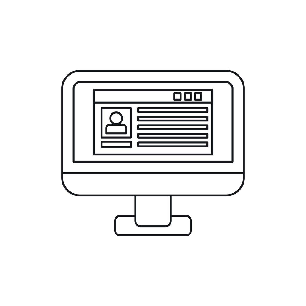 Profilinformationen auf einem Computermonitorsymbol vektor