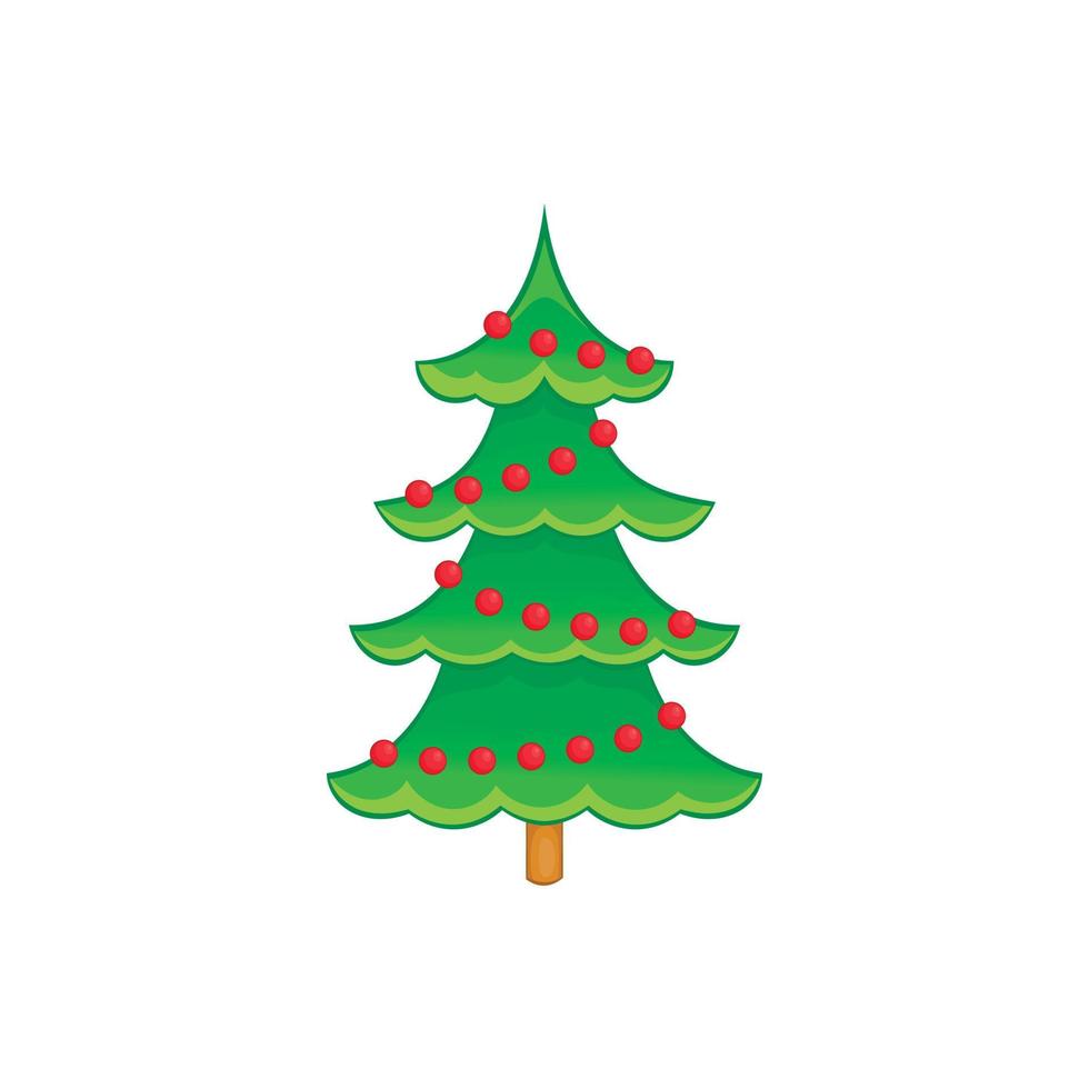 jul träd ikon, tecknad serie stil vektor