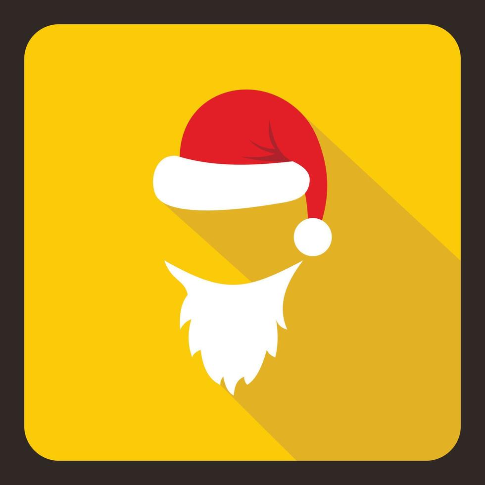 Hut und weißer Bart der Weihnachtsmann-Ikone vektor