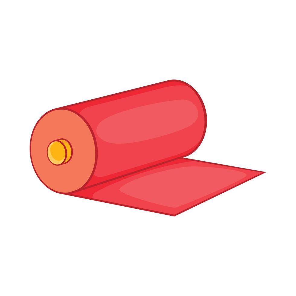röd tyg rulla ikon, tecknad serie stil vektor