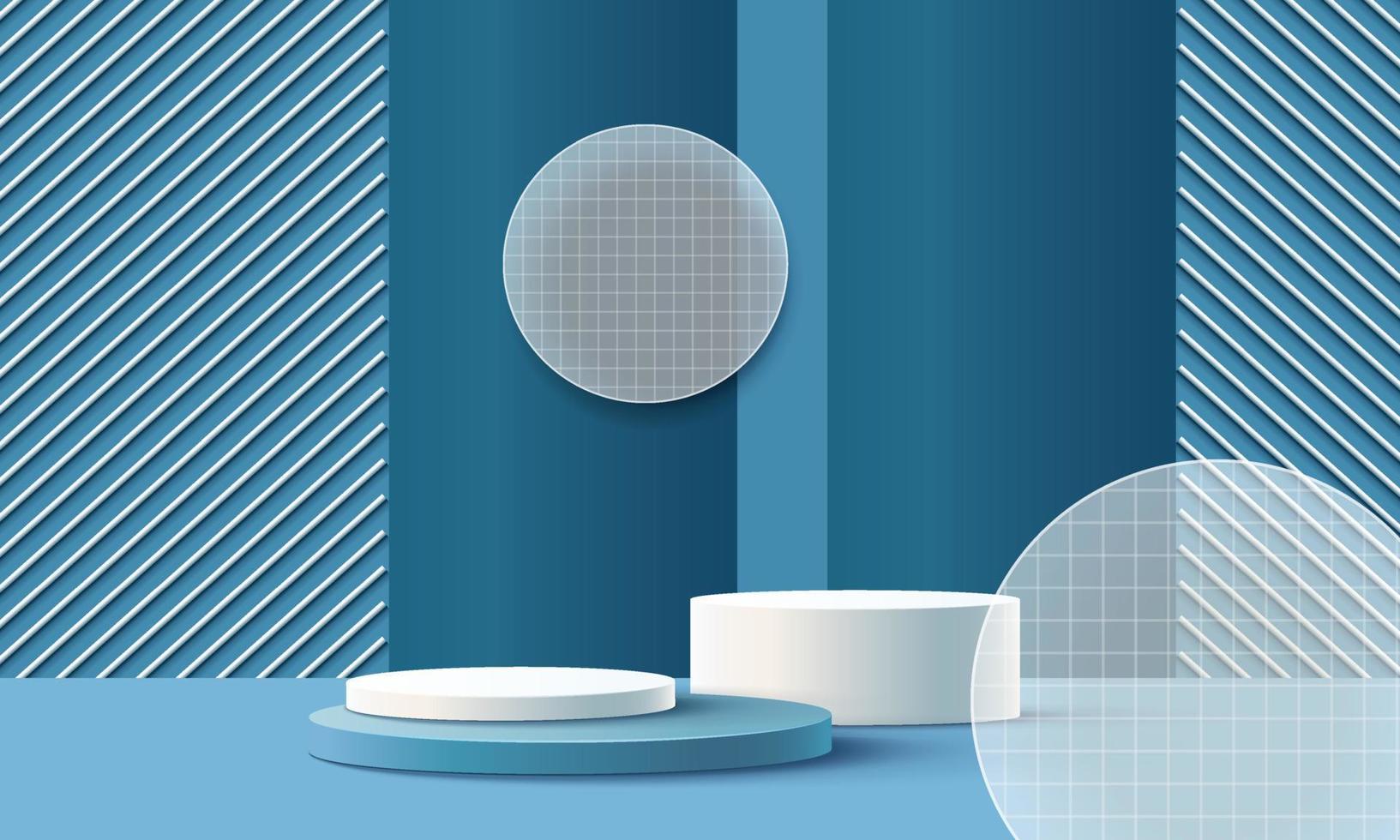3D-Zylindersockelpodium mit Kreisszenenhintergrund. die abstrakte Minimalszene für Mockup-Produkte, Bühne für Vitrinen und Werbedisplays. Vektorgeometrische Formen. vektor