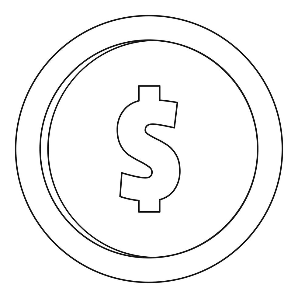 Ein-Dollar-Symbol, Umrissstil. vektor