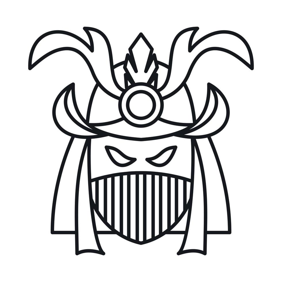 Symbol für japanische Samurai-Maske, Umrissstil vektor