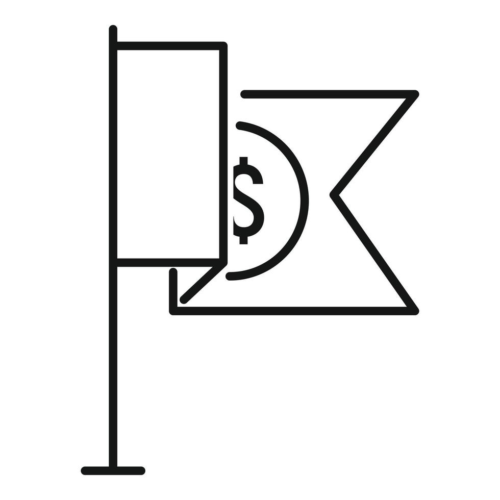 börja pengar flagga ikon, översikt stil vektor