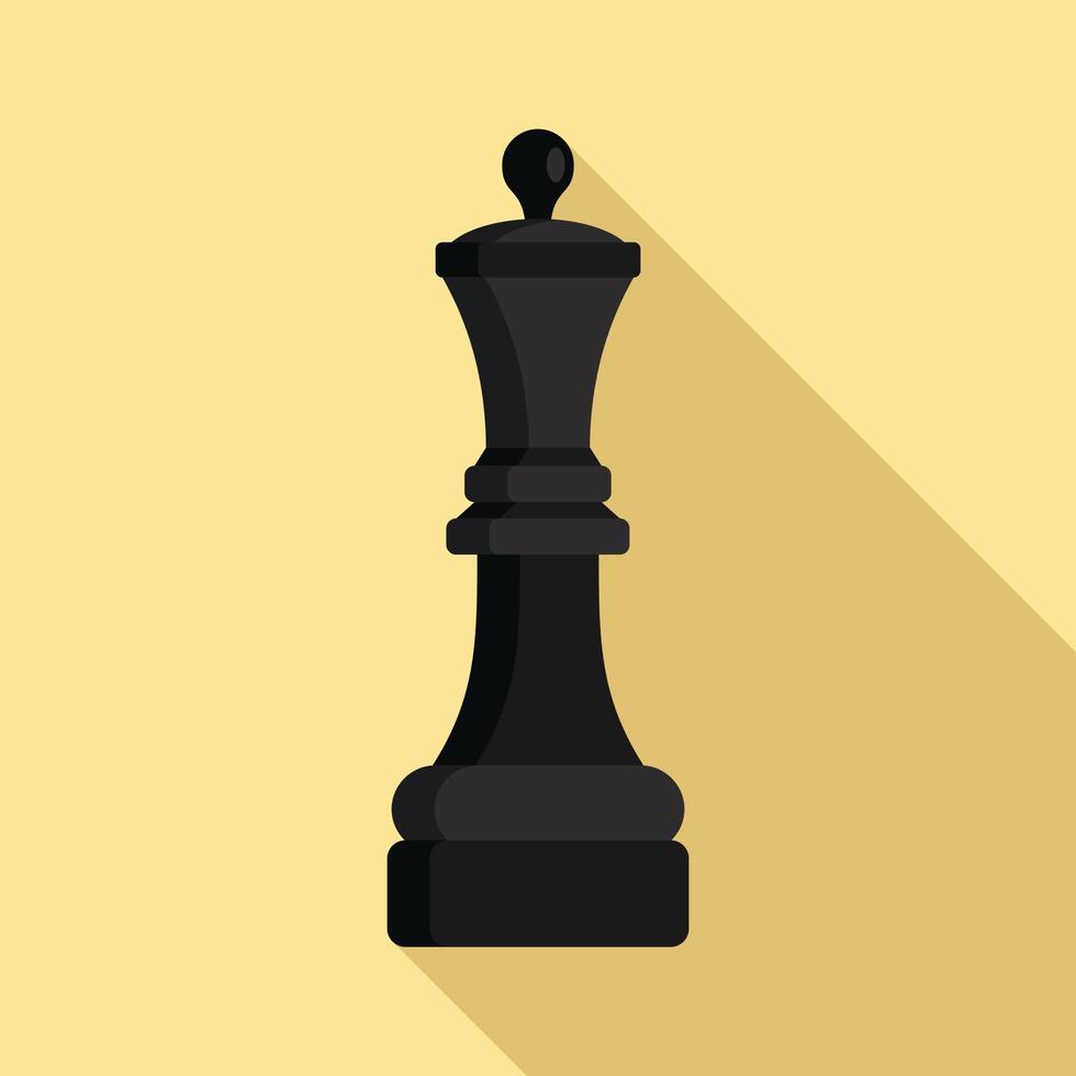 svart schack drottning ikon, platt stil vektor
