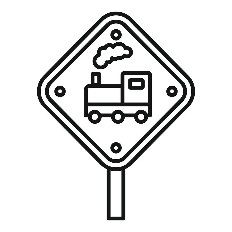 Eisenbahn-Straßenschild-Symbol, Umriss-Stil vektor