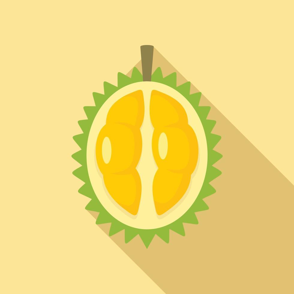 halv av Durian frukt ikon, platt stil vektor